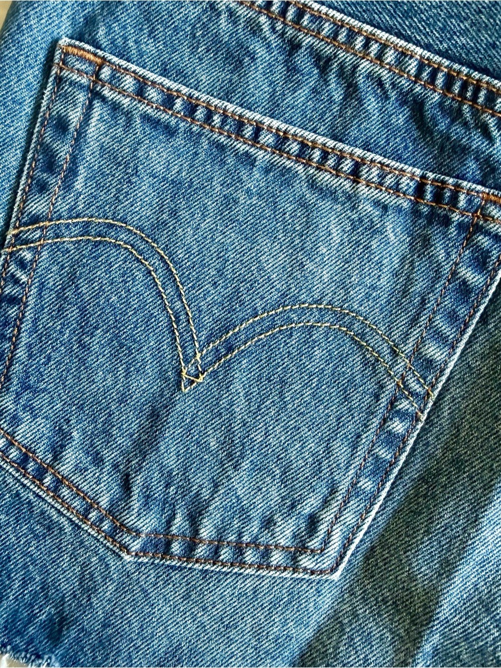 Levi's Distressed Blue Denim Cutoff Shorts - Picture 5 of 8
